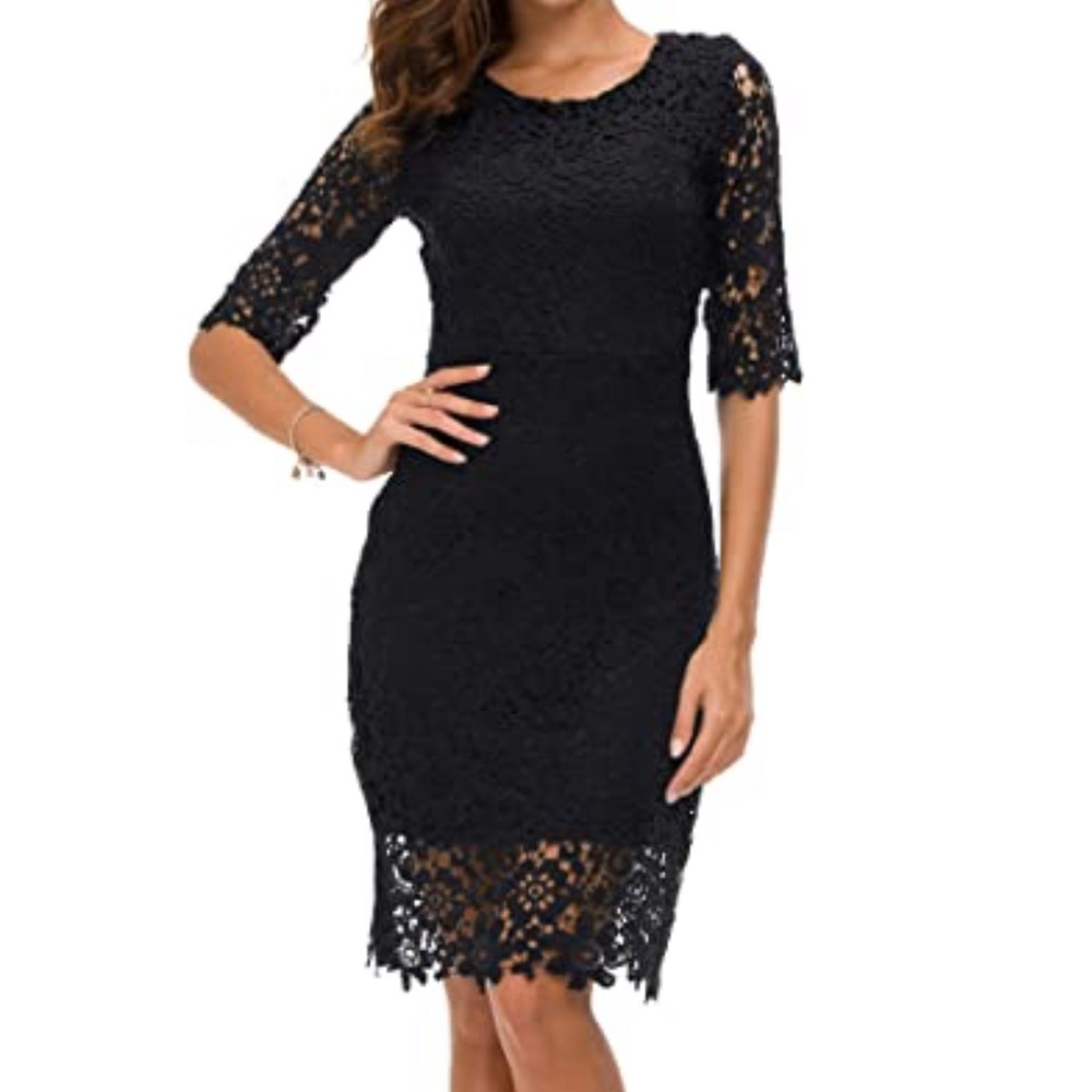 Urban Coco | Black Lace Overlay Dress